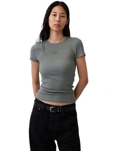 Frch Short Sleeve Mod 2X2 Logo Tee in Grey