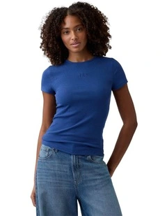 Frch Short Sleeve Mod 2X2 Logo Tee in Blue