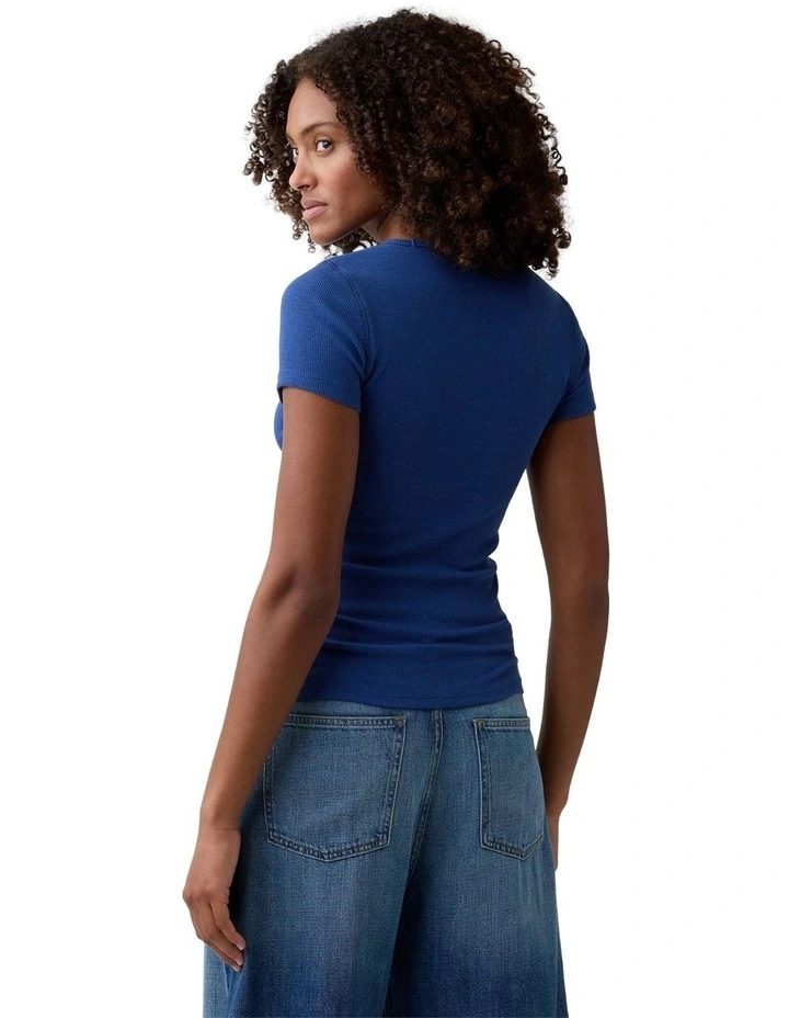 Frch Short Sleeve Mod 2X2 Logo Tee in Blue image 2