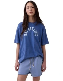 Frch Short Sleeves Vintage Oversized Tee in Blue