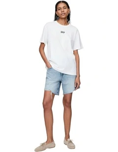 French Short Sleeve Vintage Oversized Tee in White