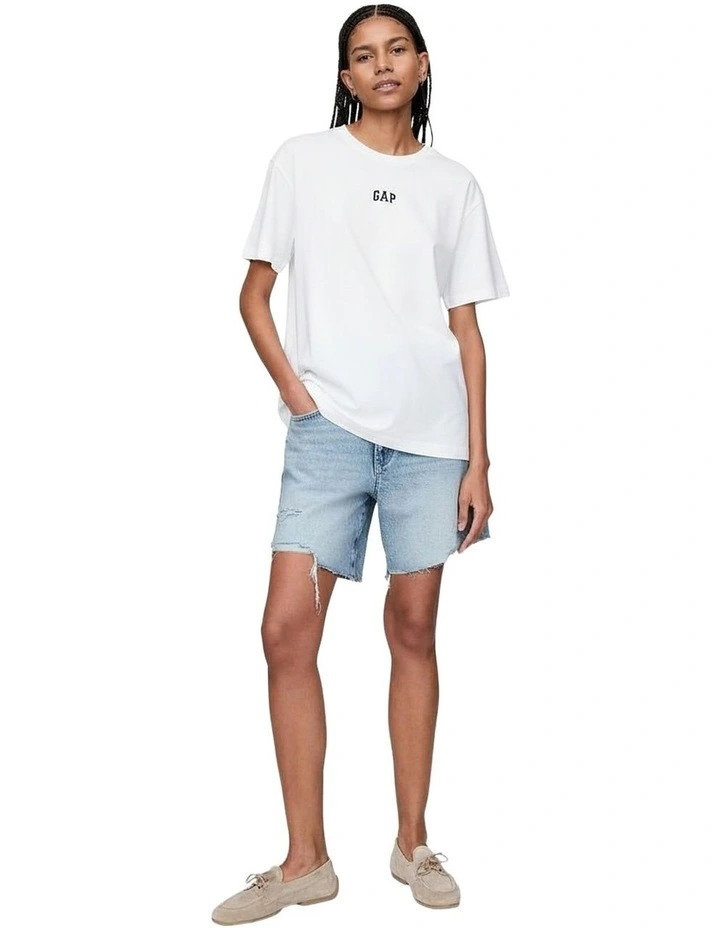 French Short Sleeve Vintage Oversized Tee in White image 1