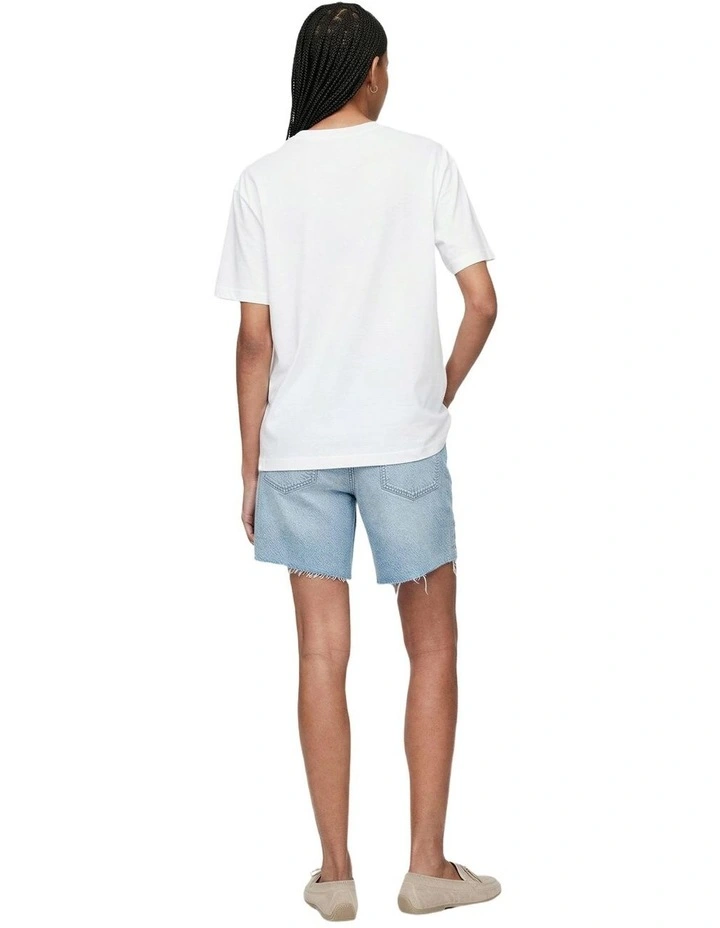 French Short Sleeve Vintage Oversized Tee in White image 2