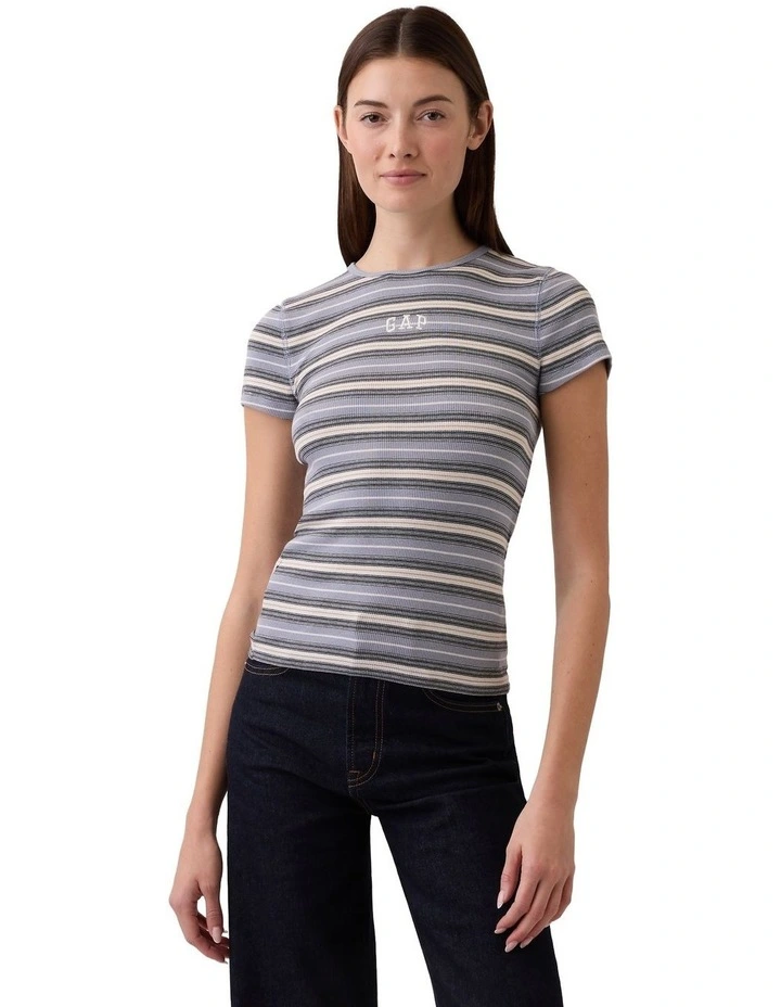 Frch Short Sleeve Modal 2X2 Logo Tee in Blue image 1