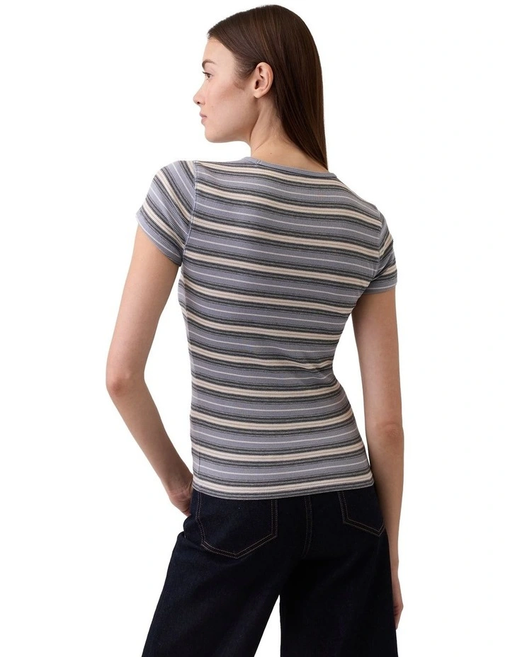 Frch Short Sleeve Modal 2X2 Logo Tee in Blue image 2