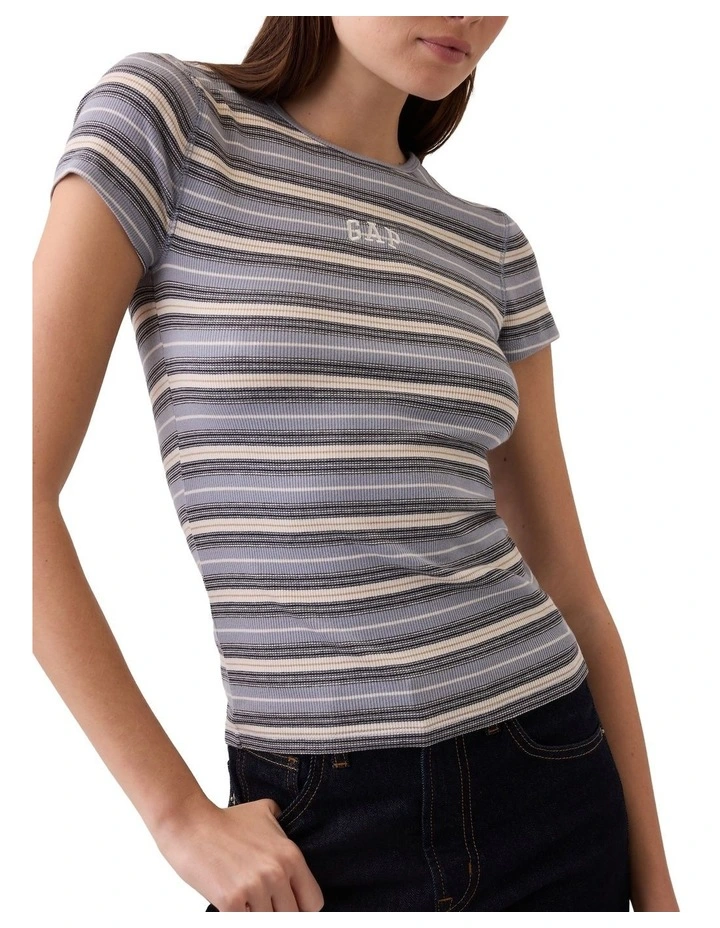 Frch Short Sleeve Modal 2X2 Logo Tee in Blue image 3