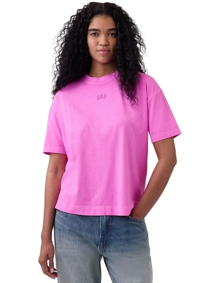 Organic Cotton Vintage Soft Athletic Logo Tunic T-shirt in Pink image 1