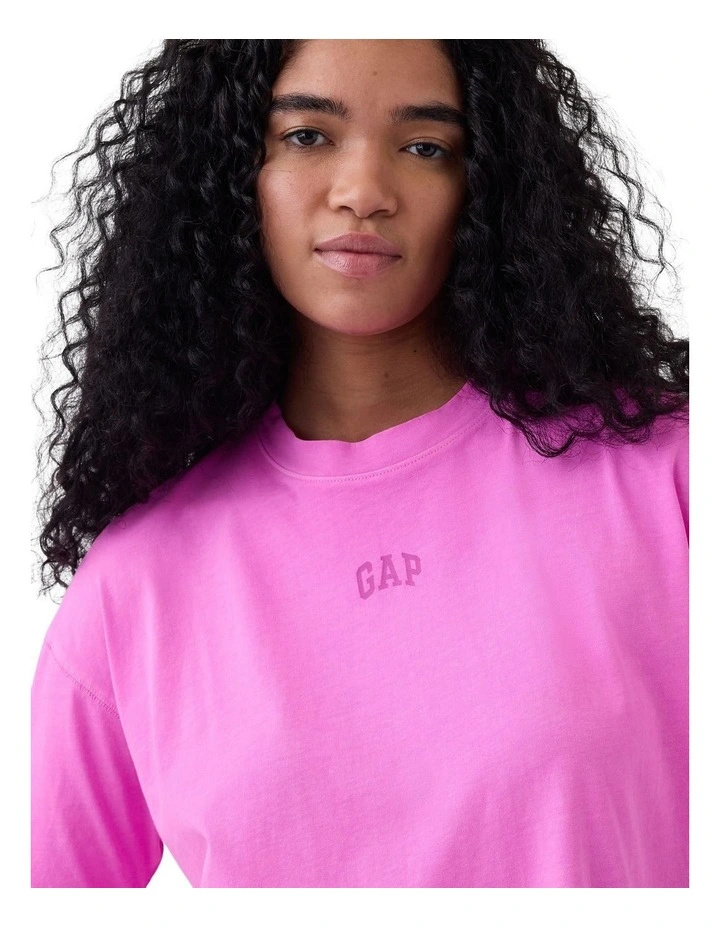 Organic Cotton Vintage Soft Athletic Logo Tunic T-shirt in Pink image 3