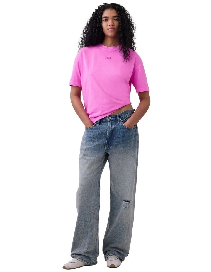 Organic Cotton Vintage Soft Athletic Logo Tunic T-shirt in Pink image 4