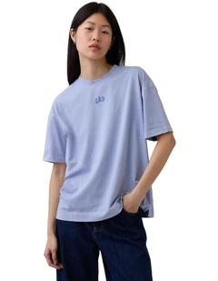 Organic Cotton VintageSoft Athletic Logo Tunic T-Shirt in Blue