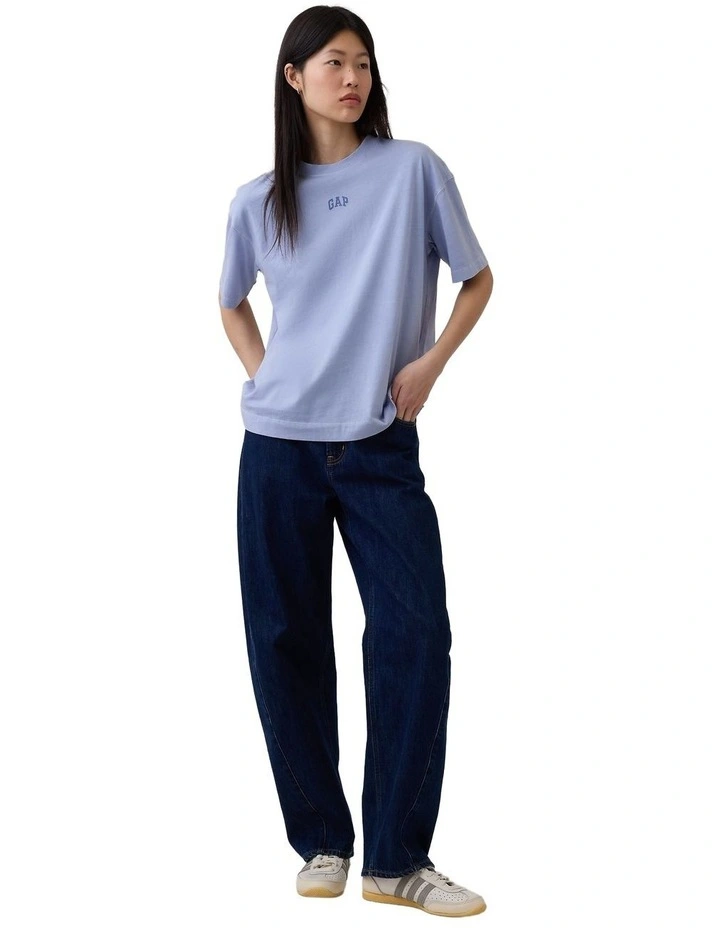 Organic Cotton VintageSoft Athletic Logo Tunic T-Shirt in Blue image 3
