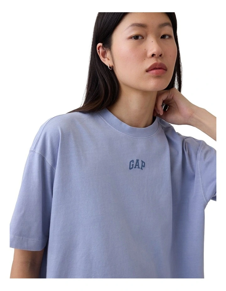 Organic Cotton VintageSoft Athletic Logo Tunic T-Shirt in Blue image 4