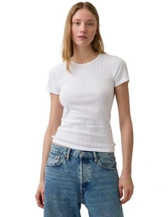 Pointelle Crewneck T-Shirt
