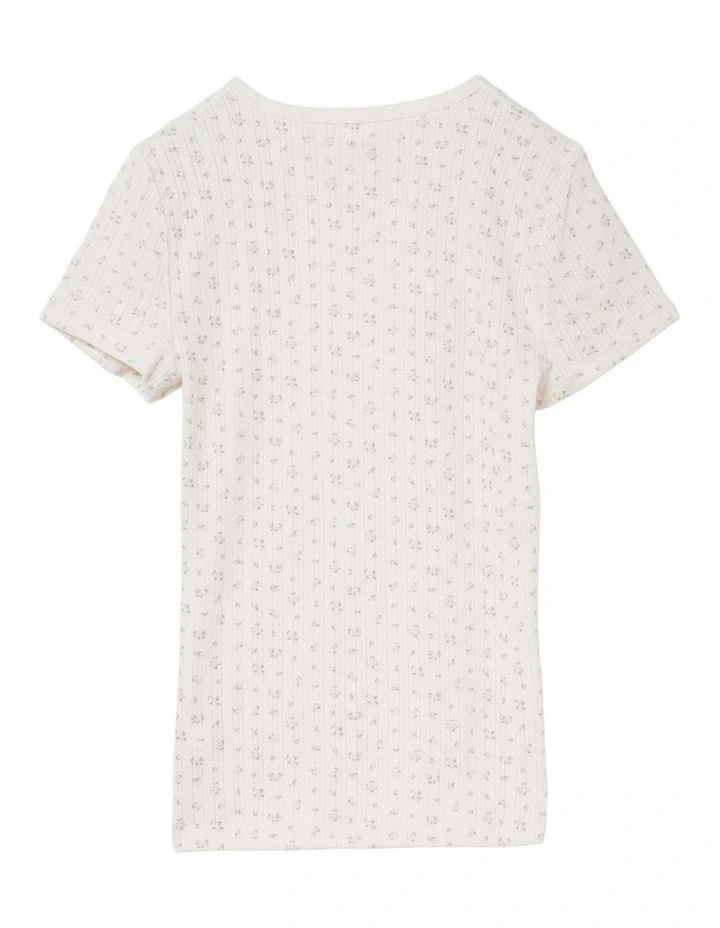 Pointelle Crewneck T-shirt in White image 5