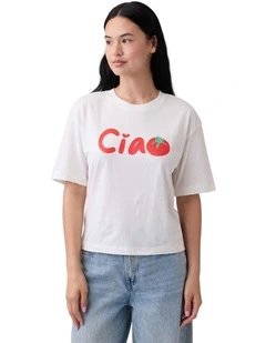 Boxy Graphic T-Shirt in White