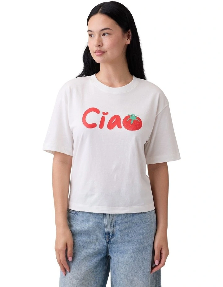 Boxy Graphic T-Shirt in White image 1