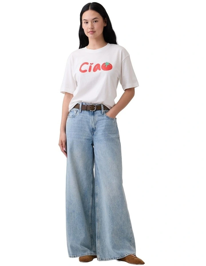 Boxy Graphic T-Shirt in White image 3