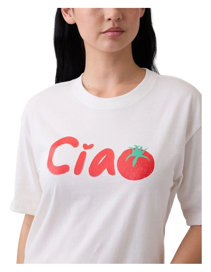 Boxy Graphic T-Shirt in White image 4