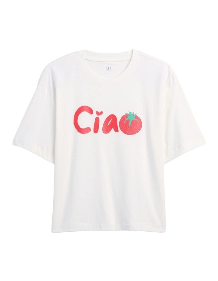 Boxy Graphic T-Shirt in White image 5