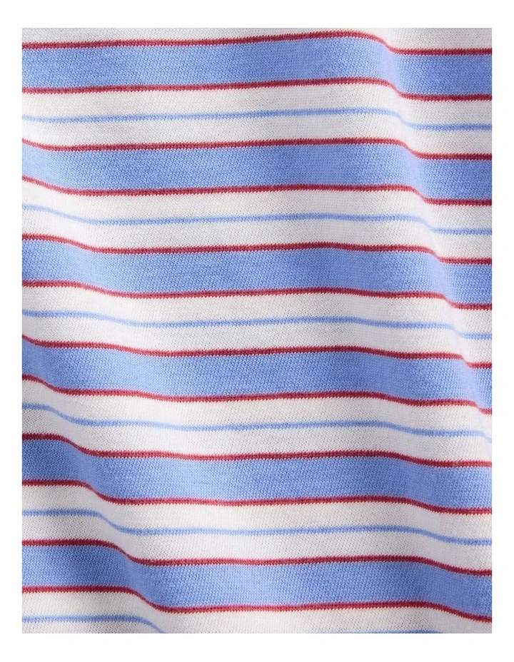 Organic Cotton Vintage Soft T-Shirt in Blue and Red Stripe image 4