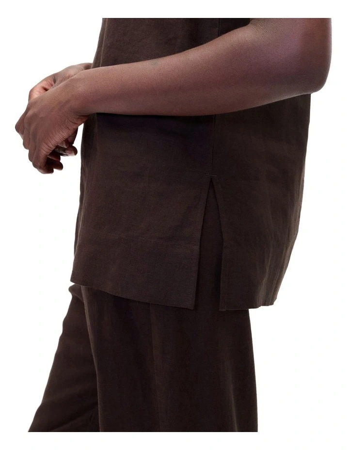 Longline Linen Shell in Brown image 3