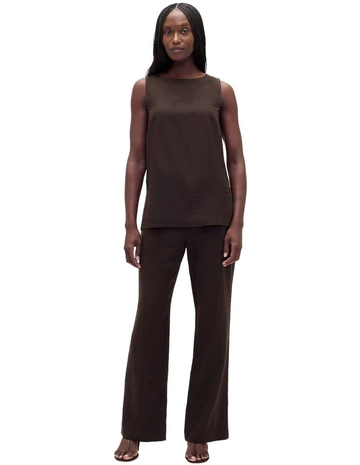 Longline Linen Shell in Brown image 4