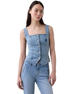 Sleeveless Corset Top in Blue