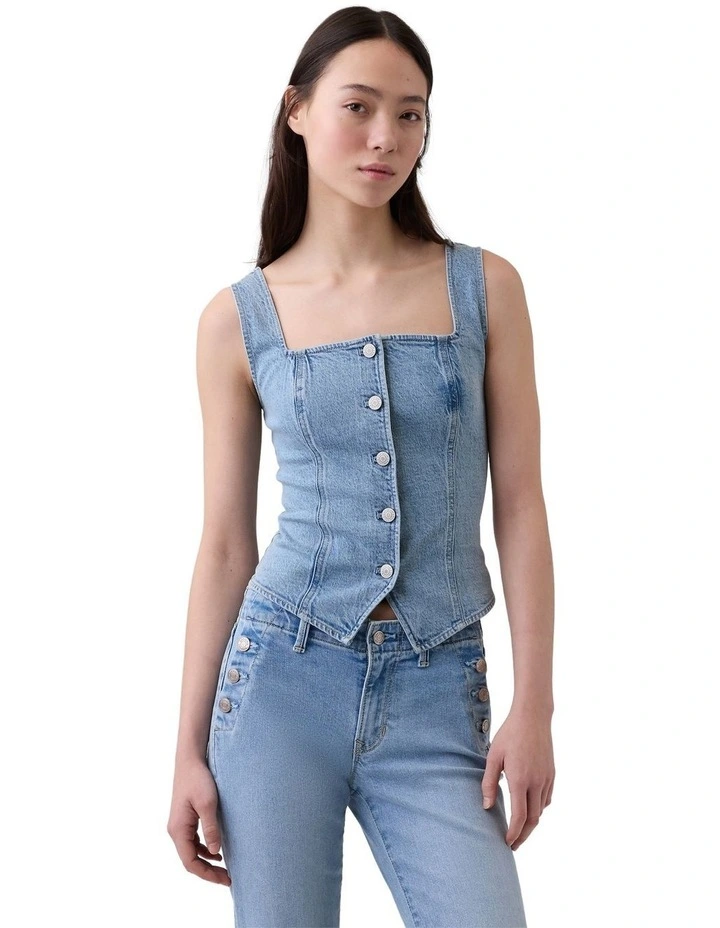 Sleeveless Corset Top in Blue image 1