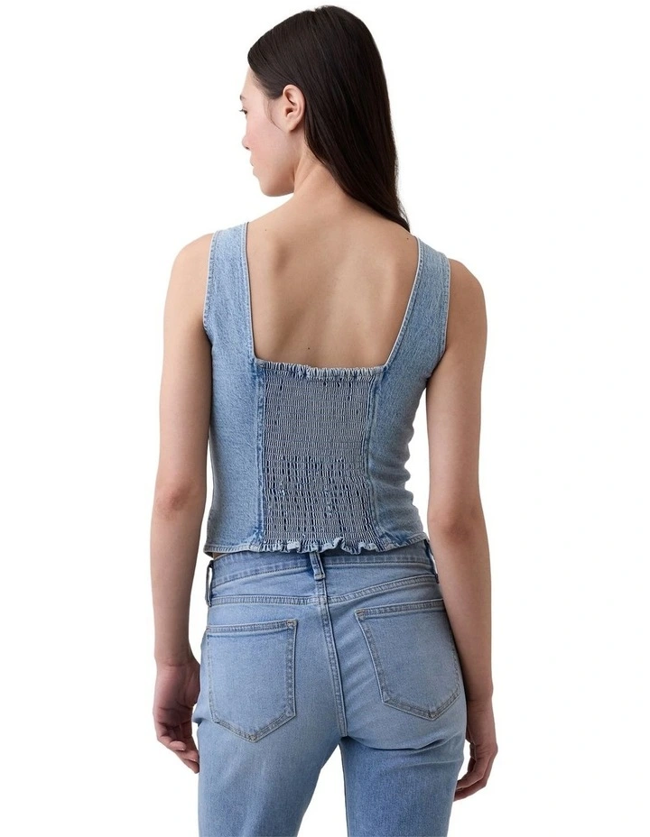 Sleeveless Corset Top in Blue image 2
