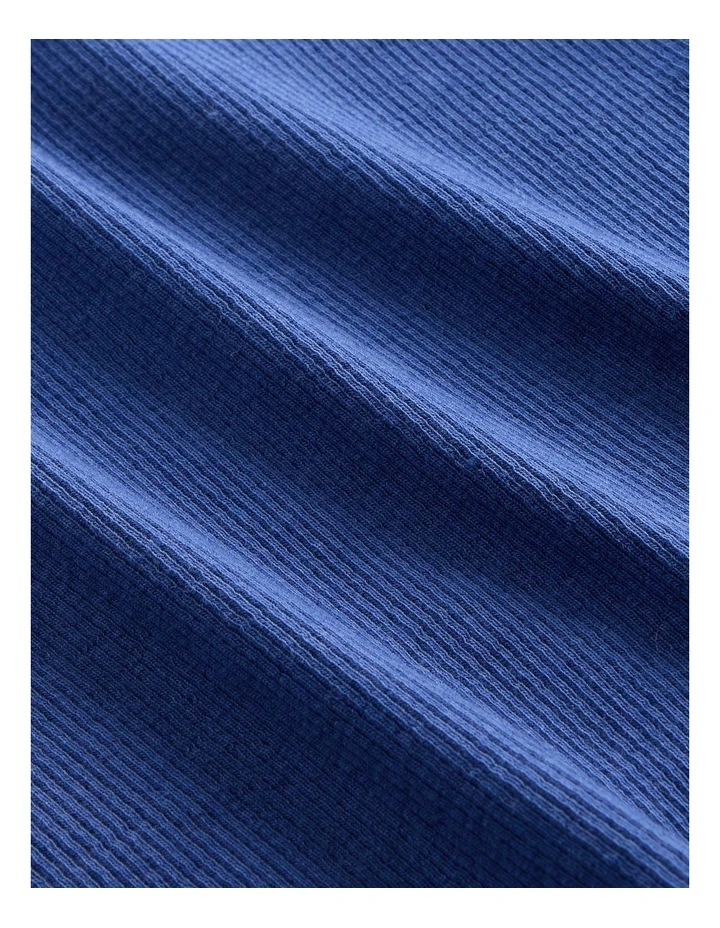 Long Sleeves Modal Ribbed Crew T-shirt 2x2 in Blue Track image 4