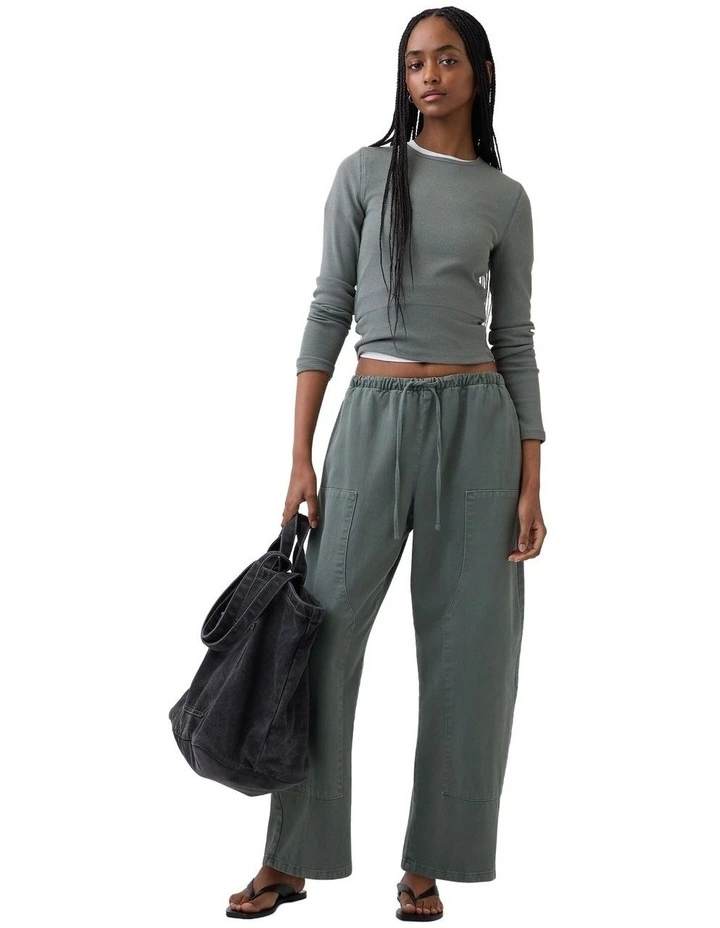 Long Sleeves Modal Rib Crew T-shirt 2 x 2 in Vintage Palm image 3