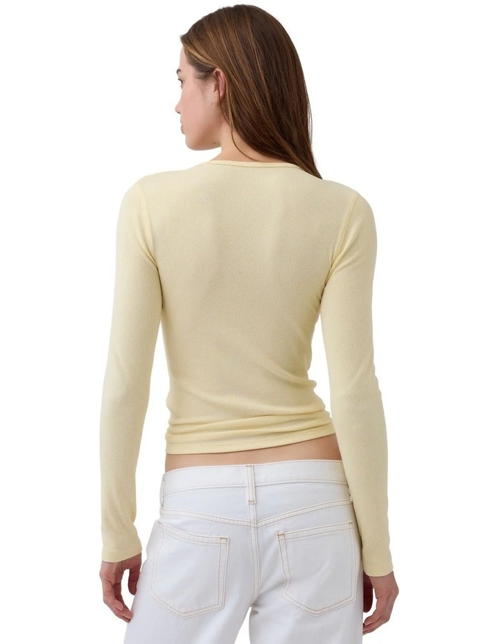 Long Sleeve Modal 2X2 Rib Crew T-shirt in Yellow image 2