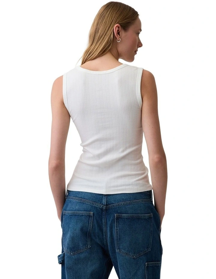 Variegated Rib Tank Top in White image 2