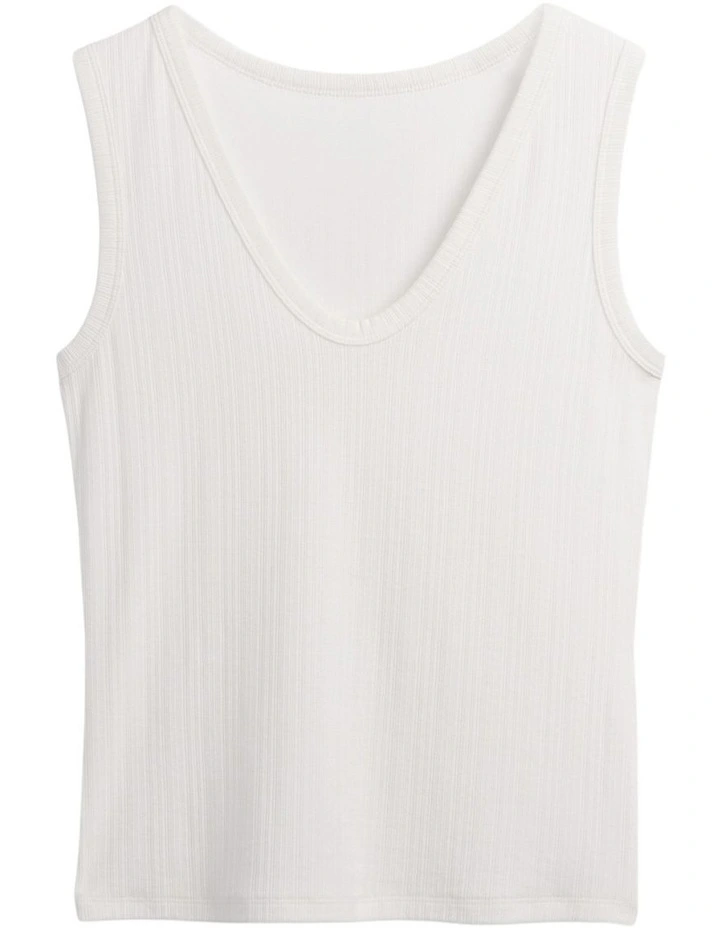 Variegated Rib Tank Top in White image 5