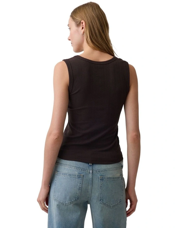 Variegated Rib Tank Top in Brown image 2