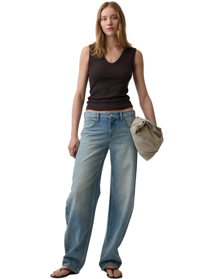 Variegated Rib Tank Top in Brown image 3