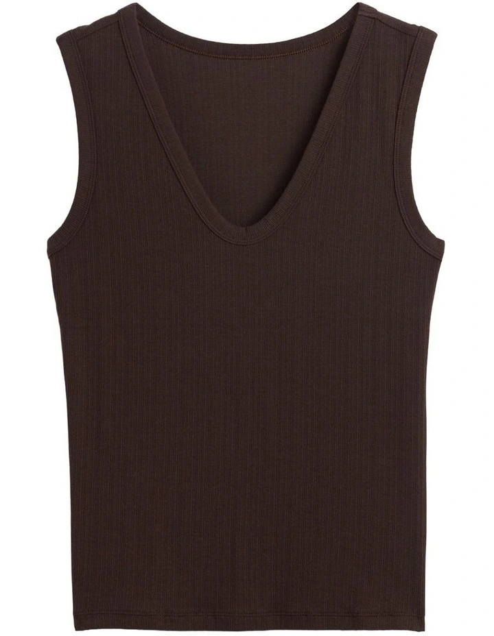 Variegated Rib Tank Top in Brown image 4