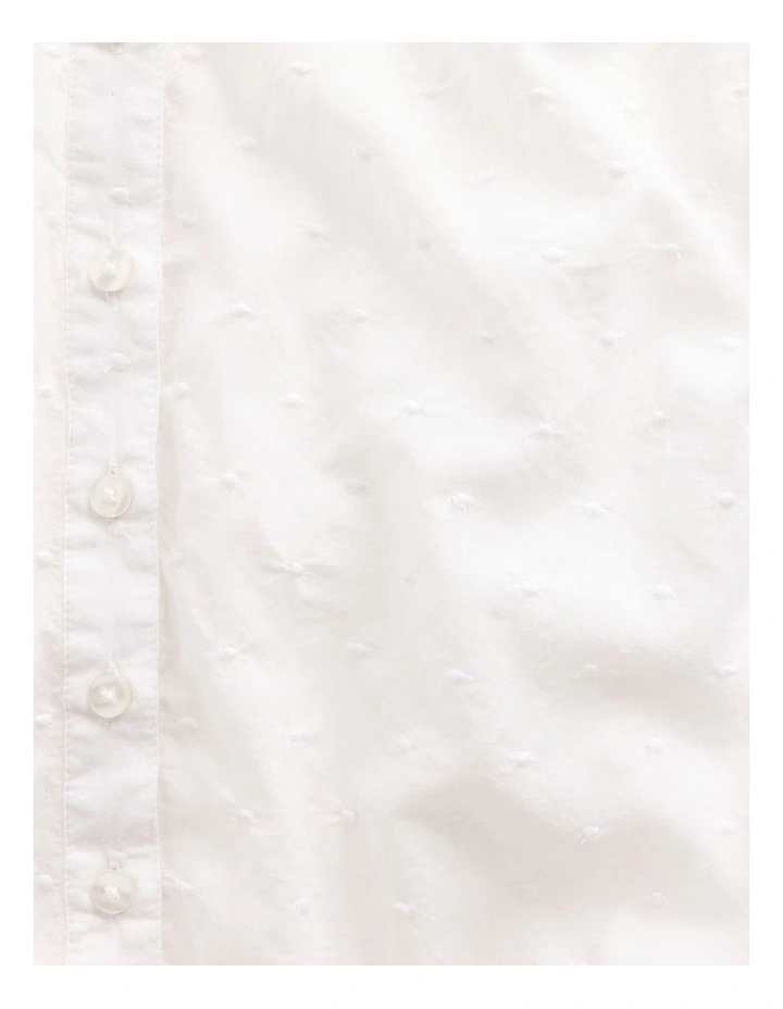 Button-Front Crop Peplum Top in Fresh White image 4