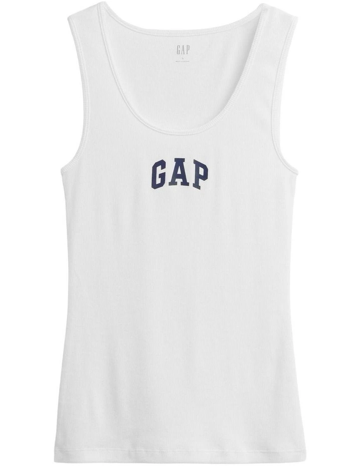 Logo Ribbed Tank Top in White image 5