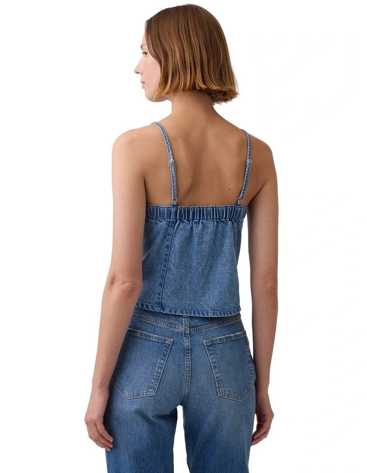 UltraSoft Denim Seamed Square Neck Top in Blue image 2