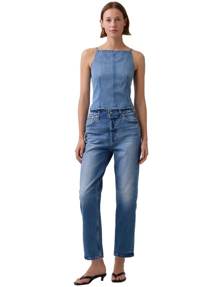 UltraSoft Denim Seamed Square Neck Top in Blue image 3