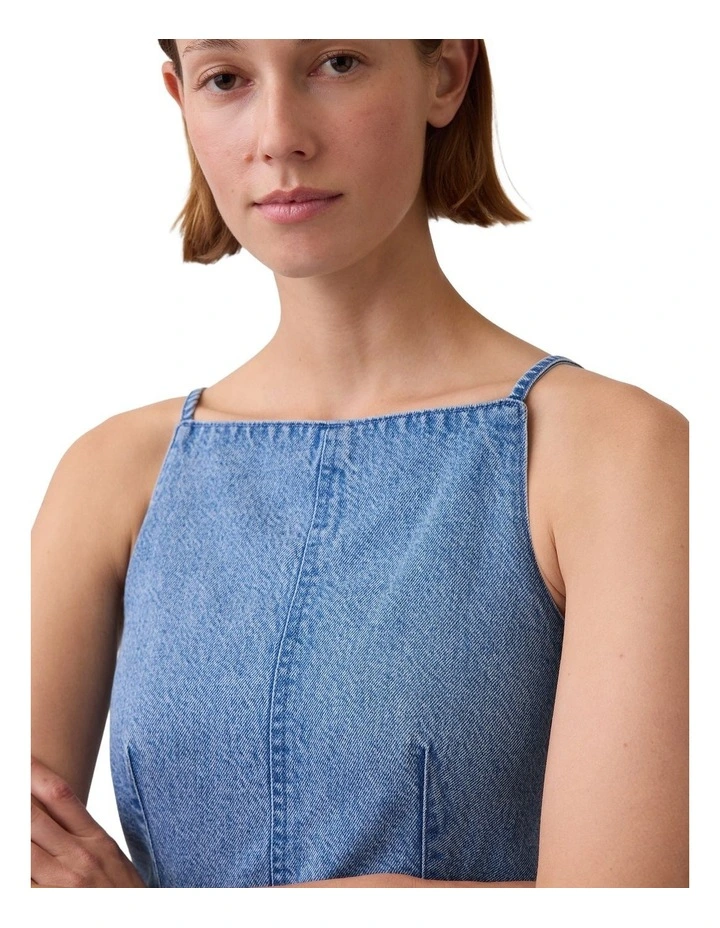 UltraSoft Denim Seamed Square Neck Top in Blue image 4