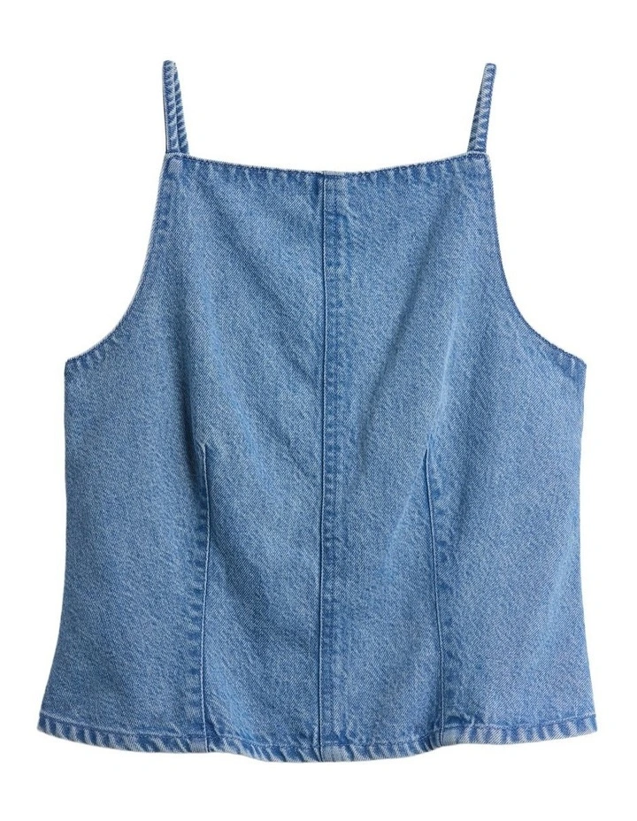 UltraSoft Denim Seamed Square Neck Top in Blue image 5