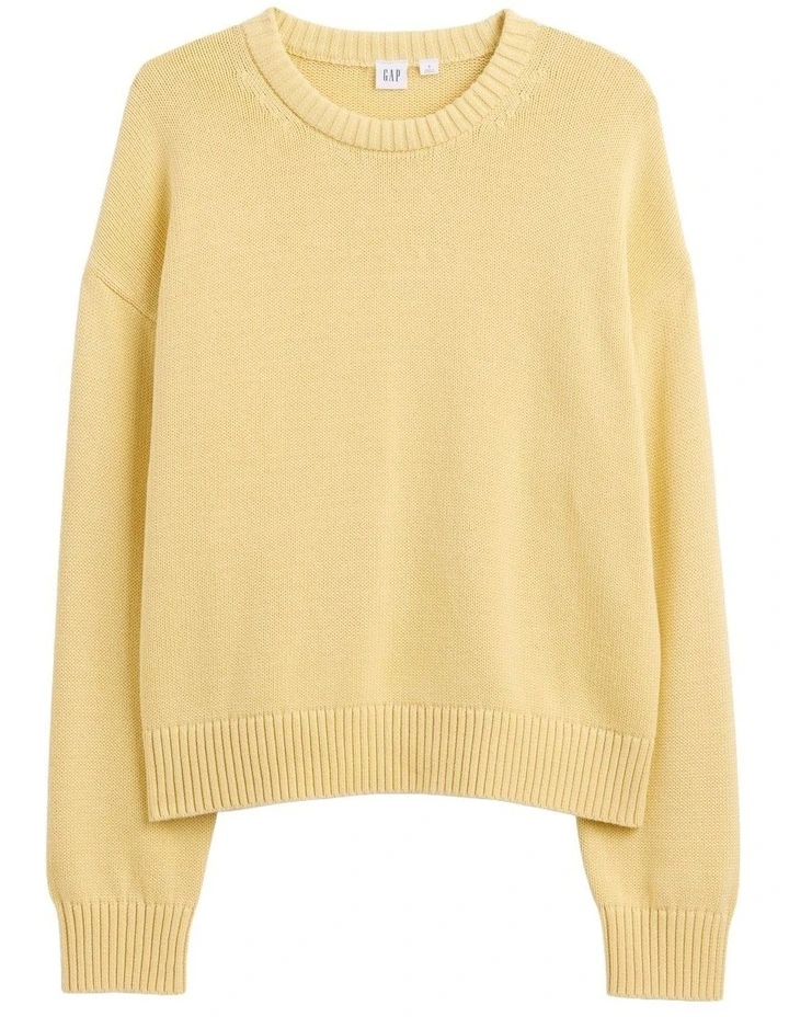 Relaxed Cotton Crewneck Sweater in Yellow image 5