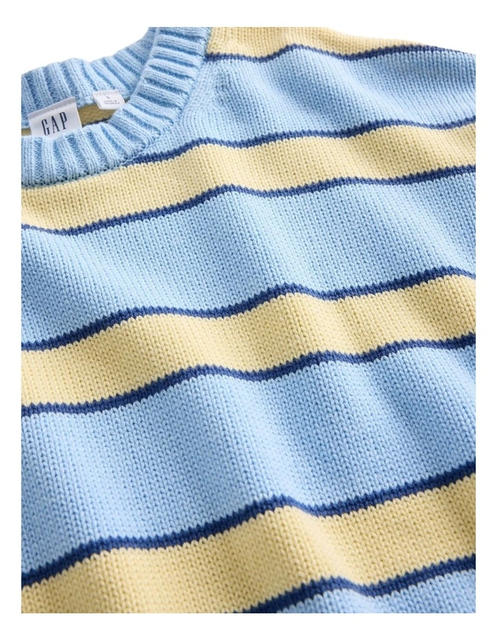 Relaxed Cotton Crewneck Sweater in Blue image 4