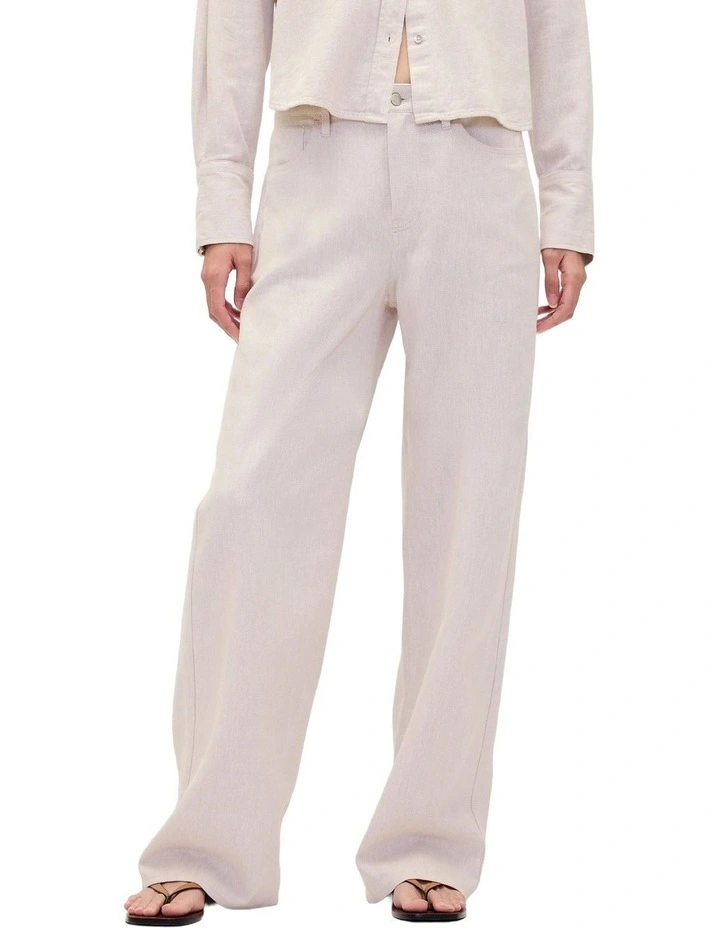 Linen 5 Pocket Pant in beige image 1