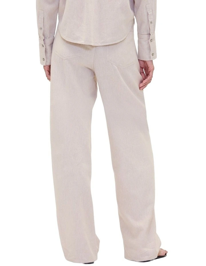 Linen 5 Pocket Pant in beige image 2