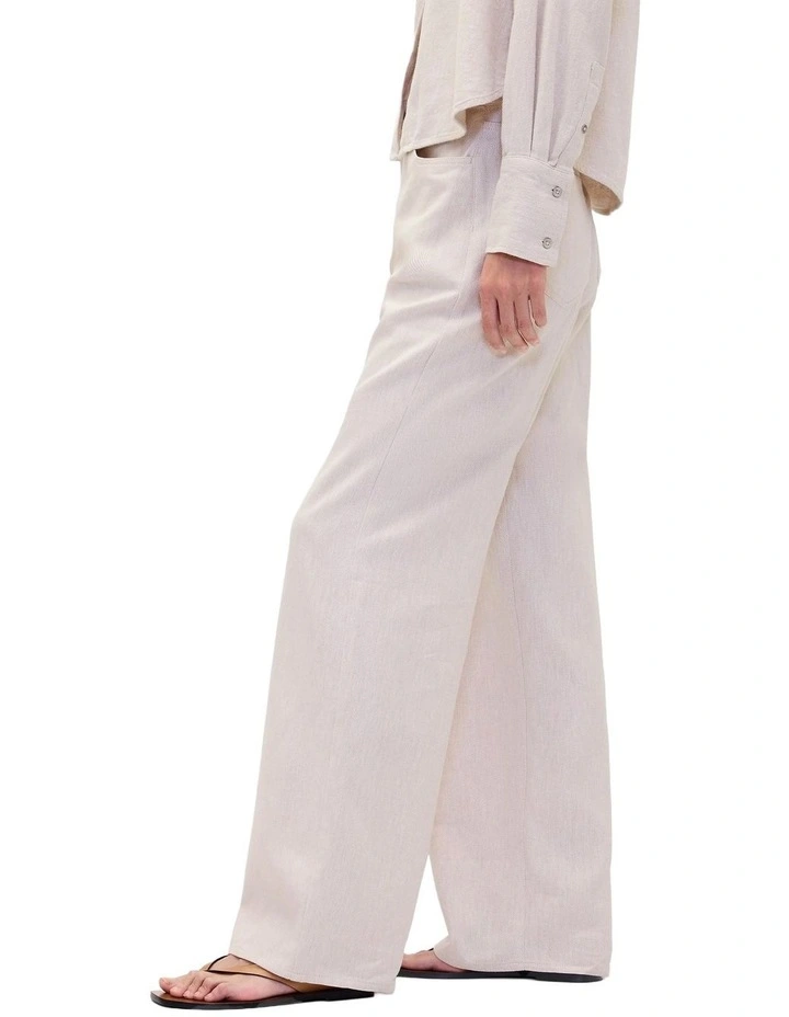 Linen 5 Pocket Pant in beige image 3