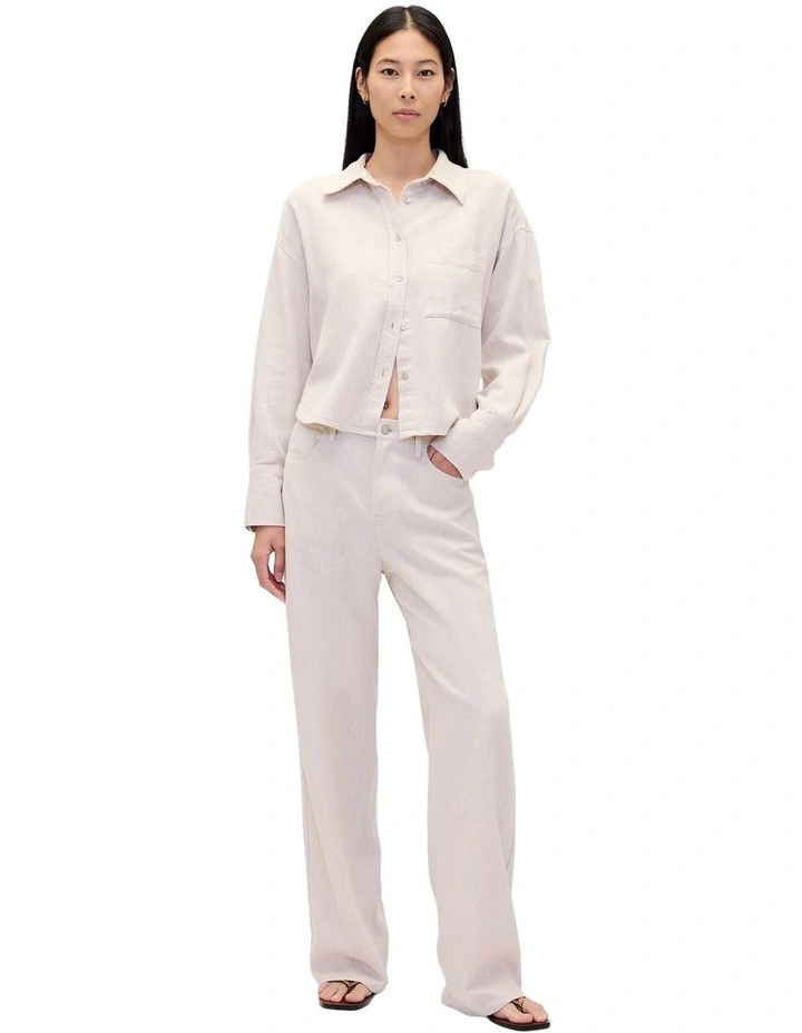 Linen 5 Pocket Pant in beige image 4