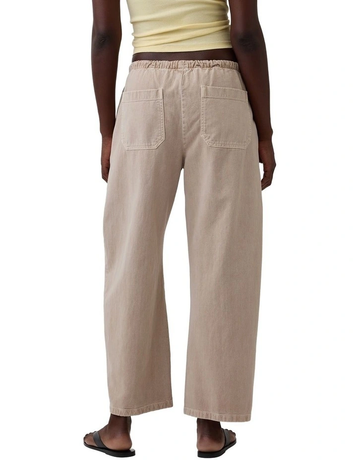 Easy Double-Knee Barrel Pants in Beige image 2